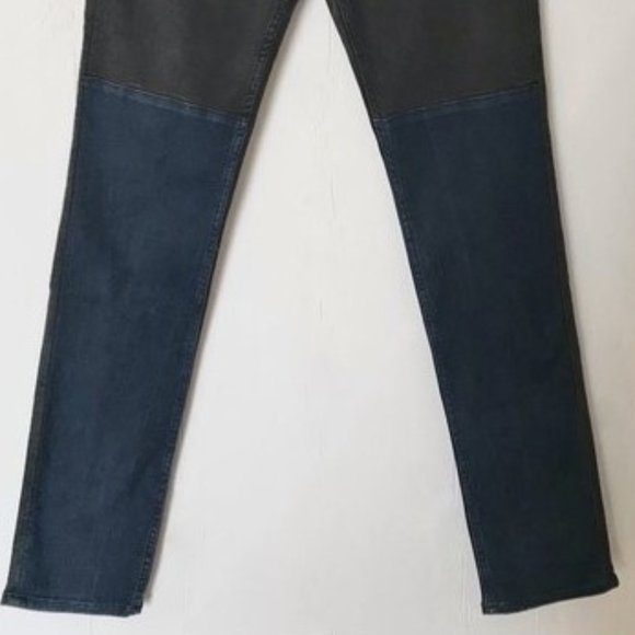 H&M SKINNY LOW RISE LEGGING JEANS BLACK BLUE COLOR BLOCK TWO TONE 33 NWT - Picture 4 of 11